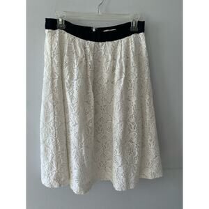 Loft Skirt Women's 6 White Lace Floral Knee Length Cocktail Coquette Office